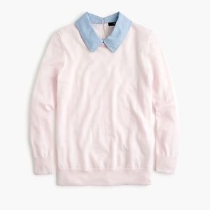 J Crew never worn Tippi Sweater with Chambray Collar